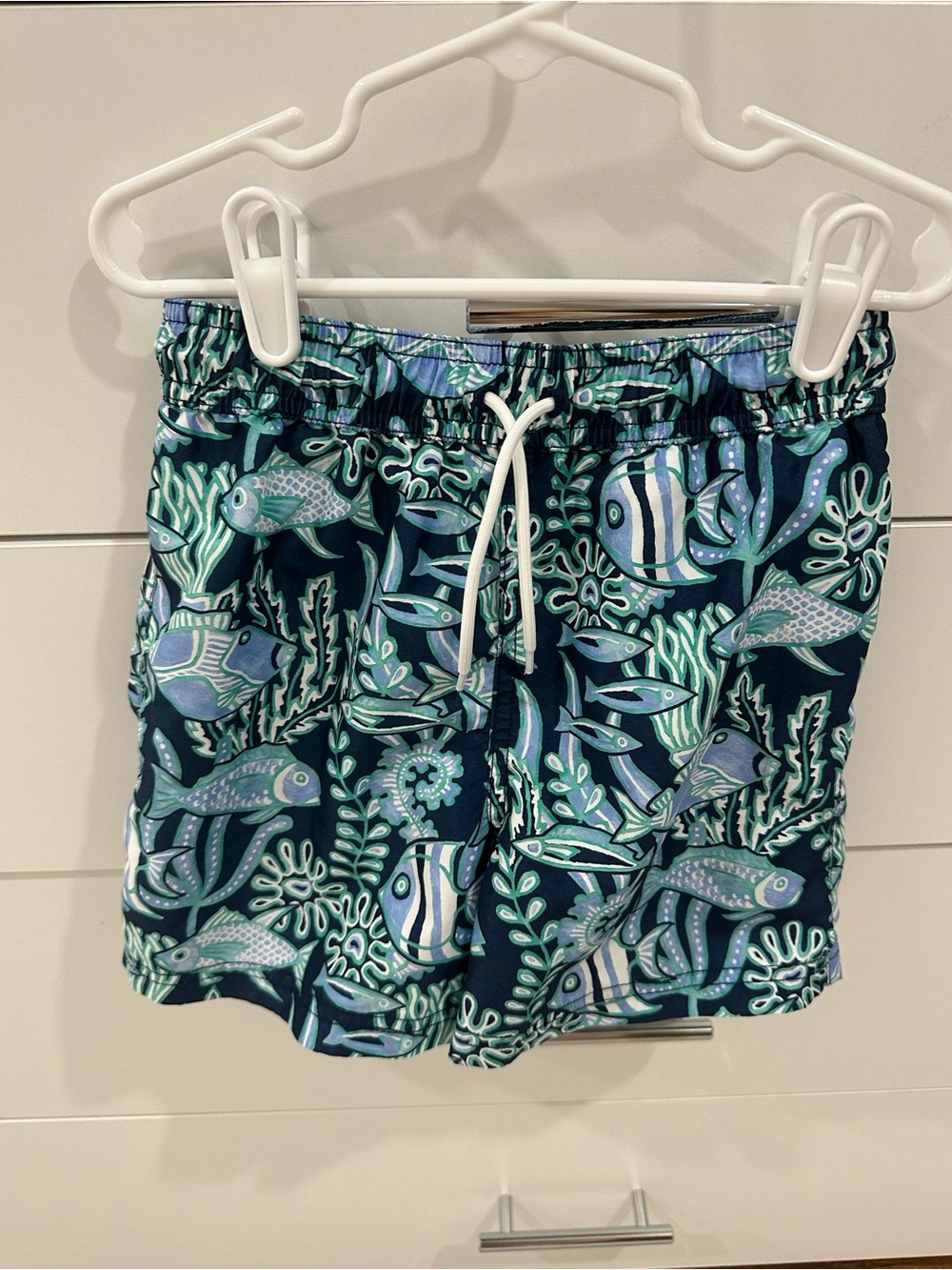 Janie and Jack BoysNavy Tropical Fish Swim Shorts Size 7